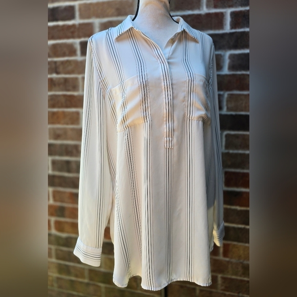 Loft Striped Button-Up Blouse - Picture 5 of 6